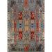All-Over Blue Kazak Oriental Area Rug Hand-Knotted Wool Carpet - 9'1" x 12'0"