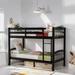 Twin over Twin Size Bunk Bed with Ladder, Solid Wood Kids Bed Frame with Bulwarks for Bedroom Guest Room, Espresso