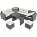 Outdoor 6-Piece All Weather PE Rattan Sofa Conversation Set w/ Storage Box