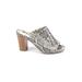 White Mountain Mule/Clog: Slide Chunky Heel Bohemian Ivory Snake Print Shoes - Women's Size 7 1/2 - Open Toe