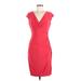 Lauren by Ralph Lauren Casual Dress - Sheath V Neck Short Sleeve: Red Print Dresses - Women's Size 6