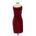 Shein Casual Dress - Sheath Cowl Neck Sleeveless: Burgundy Print Dresses - Women's Size Small