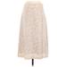 Ann Taylor Casual Midi Skirt Calf Length: Ivory Zebra Print Bottoms - Women's Size 0 Petite