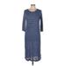 Gap Casual Dress - Midi Scoop Neck 3/4 sleeves: Blue Print Dresses - Women's Size Medium Petite