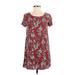 Forever 21 Casual Dress - Shift Scoop Neck Short sleeves: Burgundy Print Dresses - Women's Size Small
