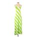 Calvin Klein Casual Dress - Maxi: Green Stripes Dresses - Women's Size 2
