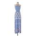 Jealous Tomato Casual Dress - Maxi: Blue Aztec or Tribal Print Dresses - Women's Size Small