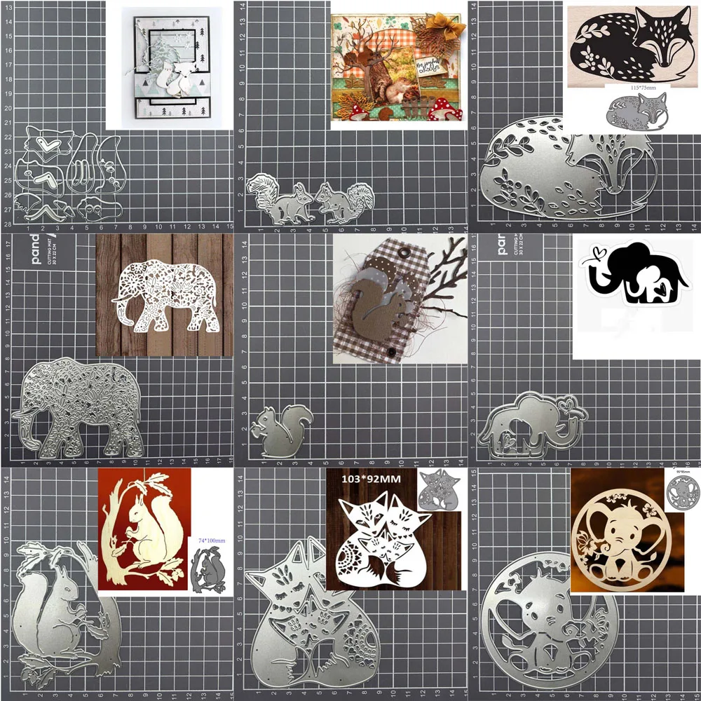 Matrices de découpe en métal animal Srel Laura renard éléphant, bricolage Scrapbooking Album papier carte décoration gaufrage artisanat modèle moule