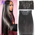 Extensions de cheveux brésiliens à clip sans couture en PU pour femmes noires clip de document noir