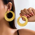 IngeSight.Z-Boucles d'oreilles créoles en métal doré exagéré pour femme grand cercle punk vintage