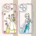 Coque transparente en silicone TPU pour iPhone Disney Aurora Cendrillon Princesse 14 Pro Max 11