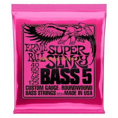 Ernie Ball-Cordes de basse électrique à 5 cordes Super Slinky Nickel Wound Gauge 40-2824 125
