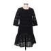 ALLSAINTS Casual Dress - DropWaist Crew Neck 3/4 sleeves: Black Print Dresses - Women's Size 6