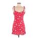 Audrey 3+1 Casual Dress: Red Floral Motif Dresses - Women's Size Medium