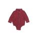 Baby Gap Long Sleeve Onesie: Red Print Bottoms - Size 12-18 Month