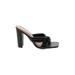 Bella Marie Heels: Slip-on Chunky Heel Feminine Black Print Shoes - Women's Size 7 1/2 - Open Toe