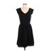 Gap Outlet Casual Dress - Fit & Flare V-Neck Short sleeves: Black Solid Dresses - Women's Size 2