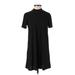 As U Wish Casual Dress - Mini High Neck Short sleeves: Black Solid Dresses - Women's Size Small