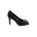 MoDA Heels: Pumps Stilleto Cocktail Party Black Print Shoes - Women's Size 7 1/2 - Peep Toe