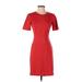 Banana Republic Casual Dress - Sheath Crew Neck Short sleeves: Red Print Dresses - Women's Size 0