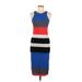 Express Casual Dress - Sheath Crew Neck Sleeveless: Blue Stripes Dresses - Women's Size Medium