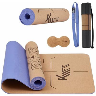 KM-Fit TPE Yoga Matte Gymnastikmatte mit Tragegurt Yogamatte gepolstert & rutschfest Sportmatte für