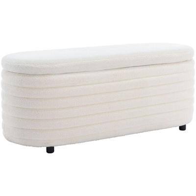 Sitzhocker mit Stauraum Moderner Sitzbank Schlafzimmer Aufbewahrungsbox Teddystoff Fußbank Image