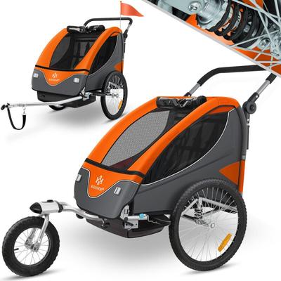 Kinderanhänger Fahrradanhänger 360° Drehbar mit Federung 2in1 Joggerfunktion Kinderfahrradanhänger Image