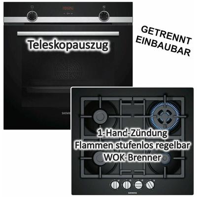 Herdset Siemens Backofen ecoClean mit Gas-Kochfeld iQ300 - autark, 60cm