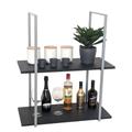Mensola bar shelf 75 cm grigio nero con 2 Ripiani Sospesa a soffitto porta bicchieri e bottiglie