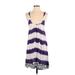 Roxy Casual Dress - A-Line Scoop Neck Sleeveless: Purple Print Dresses - Women's Size Small