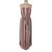 She + Sky Cocktail Dress - Midi Strapless Sleeveless: Brown Stripes Dresses - Women's Size Large