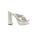 Markisa Heels: Slip-on Platform Cocktail Party Silver Shoes - Women's Size 38 - Open Toe