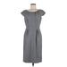 Calvin Klein Casual Dress - Sheath Scoop Neck Short sleeves: Gray Print Dresses - Women's Size 6