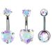 3PCS/Lot Surgical Steel Crystal Belly Button Piercing Set 14G Heart Belly Piercing Pack CZ Navel Ring Set Cute Belly Bar Bulk