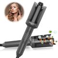 Pretfy Hair Curlers Hair Curler Auto Shut-Off Hair Wand Rotate Left Hair Barrel 4 Temps 1 Ceramic Ionic 4 Temps Auto Curler Left Rotation Iron 25mm Diameter 4 Temperature Auto Wand Auto Curler