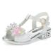 Girls Rhinestone High-Heeled Sandals Fashion Sequins Rhinestone Bowknot Princess Shoes Suitable for Holiday Birthday Gift
