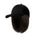 Women s Short Bob Wigs Baseball Cap with Hair Girls Wig Hats Straight Hair Wavy Natural Black Deep Brown