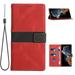 Mantto for Samsung Galaxy A55 Premium Leather Flip Zipper Wallet Case Cover Pouch Bag with Wrist Strap Card ID Holder Kickstand Pocket Handbag Magnetic for Samsung Galaxy A55 Red