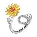 Quinlirra Easter Rings for Women Clearance Sunflower Rotating Ring 26 Letter Ring Sunflower Rotating Open Ring To Decompress Anxiety Ring Female