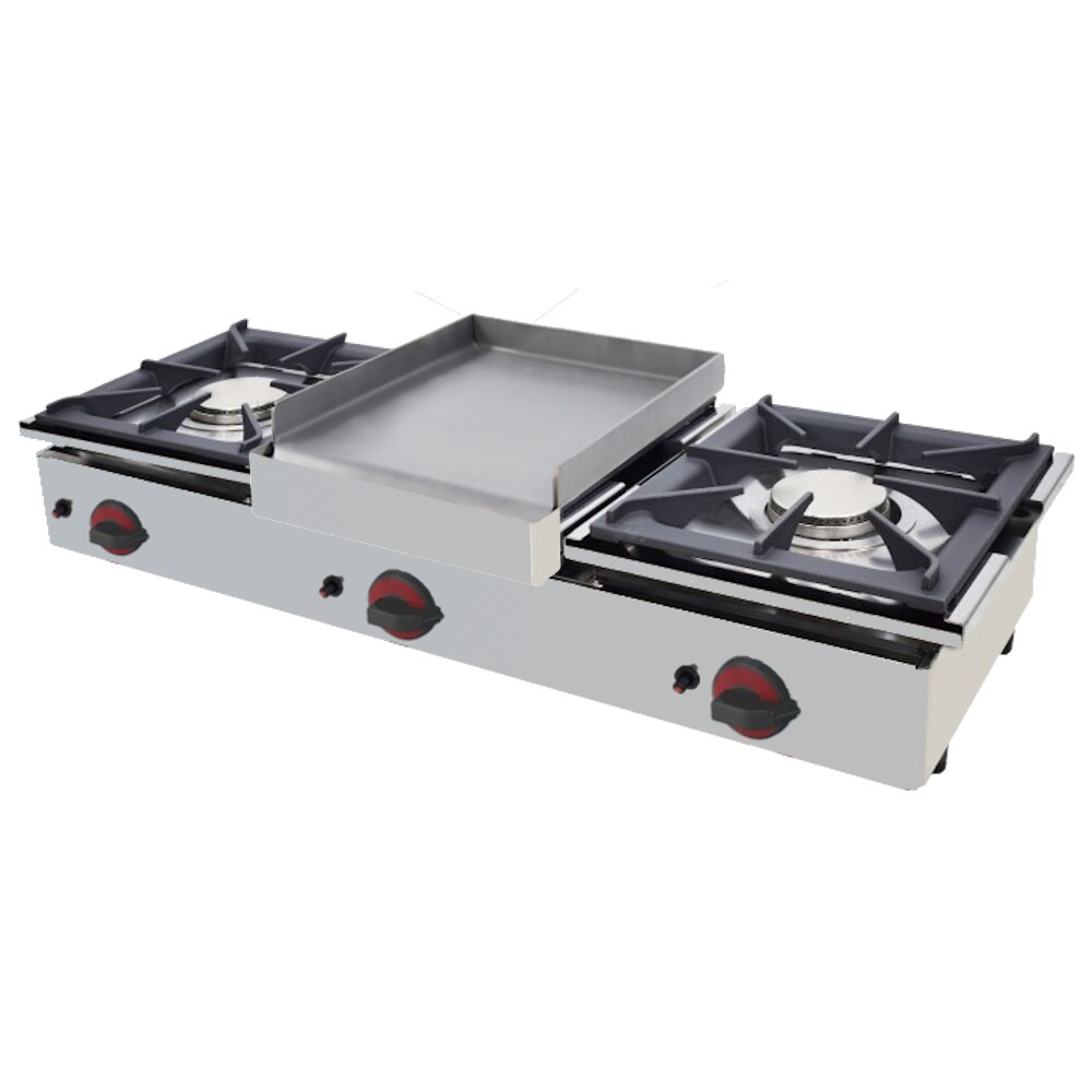 EURAST - Gaskochfeld 2 brenner und 1 tischgrill - 1200x450x240 mm - 17,4 Kw - 4413P021 Image