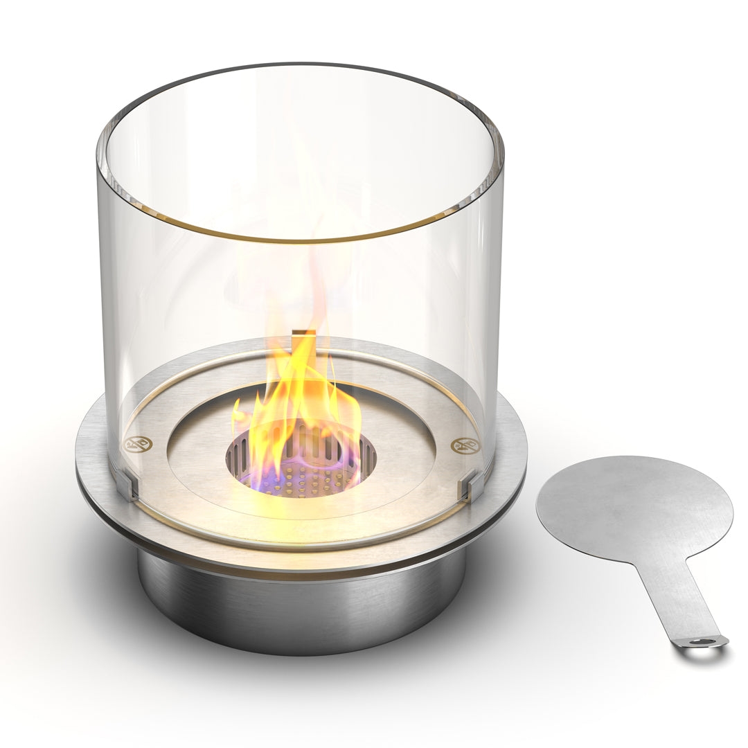 Divina Fire Runder Brenner mit Glas für Bioethanol-Kamin, Biokamin aus Edelstahl 3 lt d.30 Image