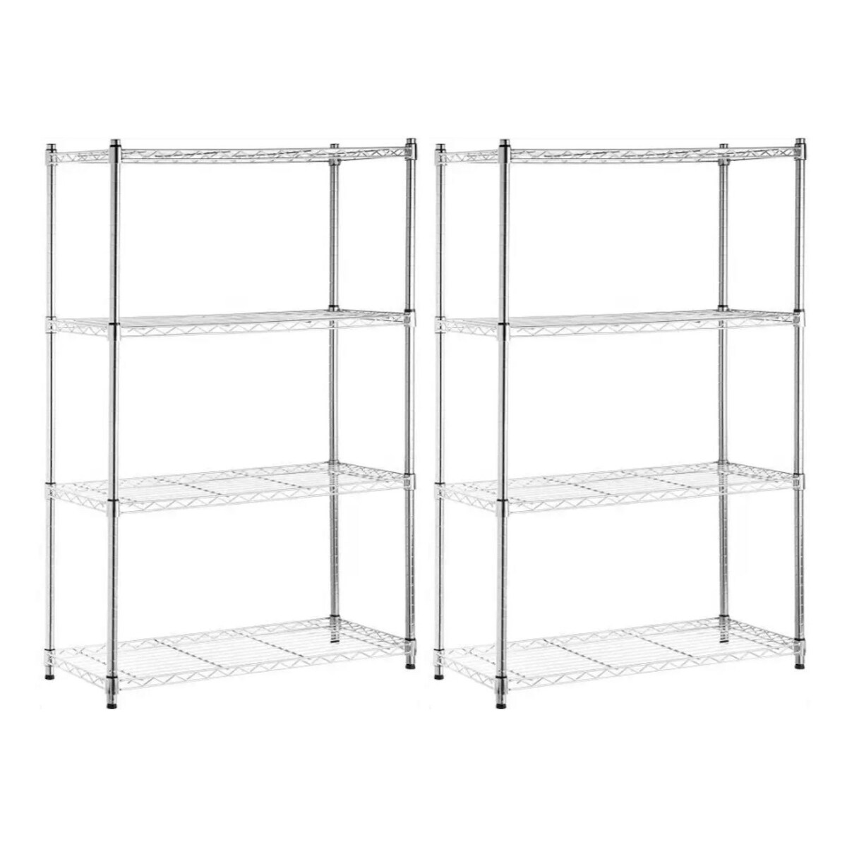 Pack 2 Drahtregale mit 4 Ebenen Tragkraft 100 kg 90x35x137cm Silber Thinia Home Image