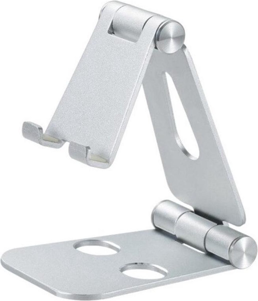 TOJ Handyhalter | Ständer / Halterung / Stativ | Tablethalter | Faltbar / Klappbar - Silber Image