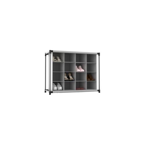 Schuh-Organizer mit 4 Regalen und 16 Fächern, Schwarz/Grau, 87,3 x 36,5 x 64,4 cm, 7house