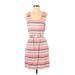 Ann Taylor LOFT Outlet Casual Dress Scoop Neck Sleeveless: Pink Print Dresses - Women's Size 4