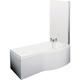 B Shape Right Hand Shower Bath Bundle - Includes Tub, Curved 6mm Safety Glass Screen and Front Panel - 1500mm - White