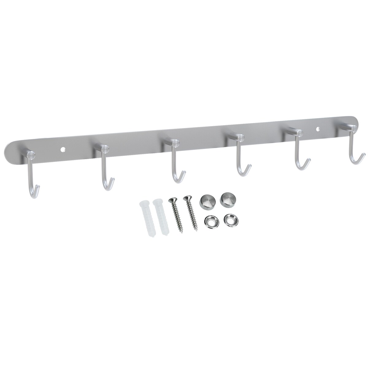 Intirilife Edelstahl Garderobenleiste Modell C - 6 Haken - 46 x 5.5 cm - Kleiderhaken Garderobe Hakenleiste in 5 verschiedenen Designs Image