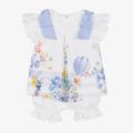 Lapin House Baby Girls White Floral Shortie