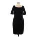 Talbots Casual Dress - Sheath Square Short sleeves: Black Solid Dresses - Women's Size 12